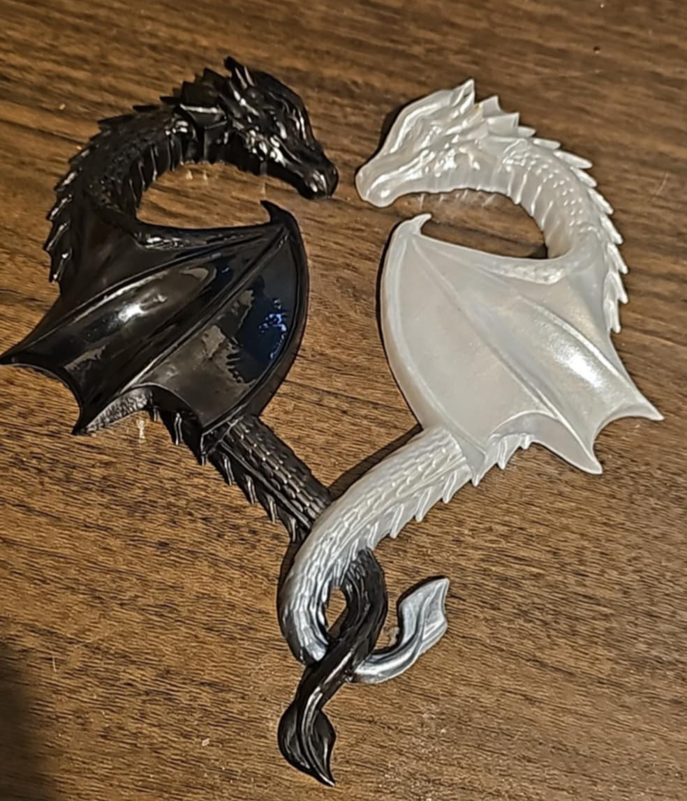 Black And White Love Dragons Handmade Resin Wall Hanging