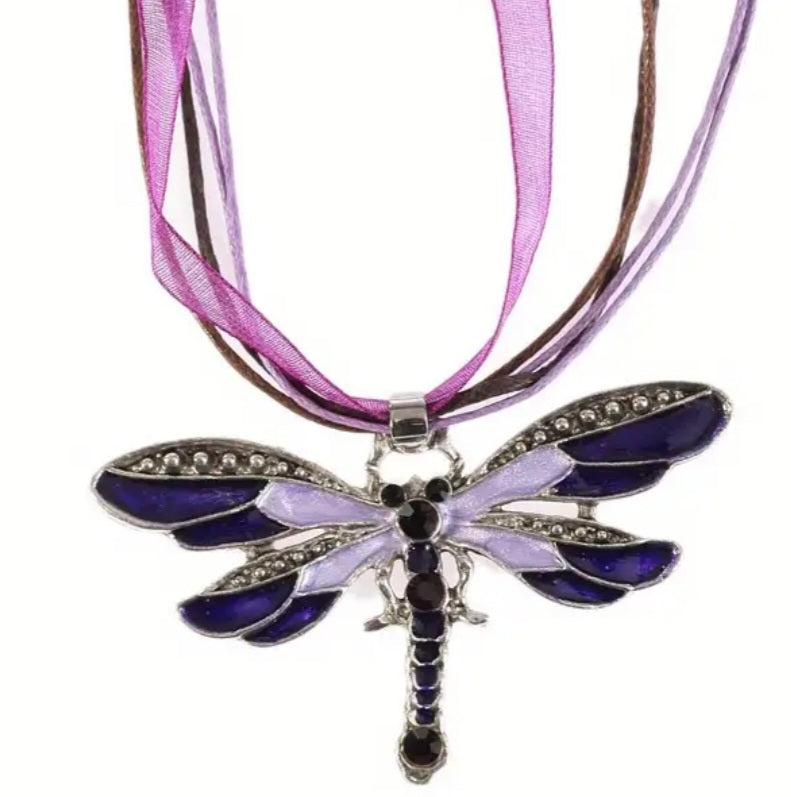 Purple Dragonfly Necklace