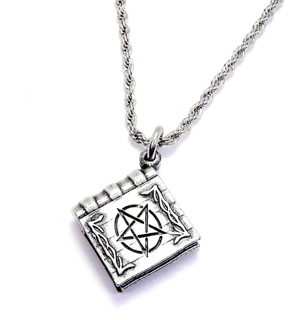 Satanic Book Single Charm Necklace Horror Halloween Devil