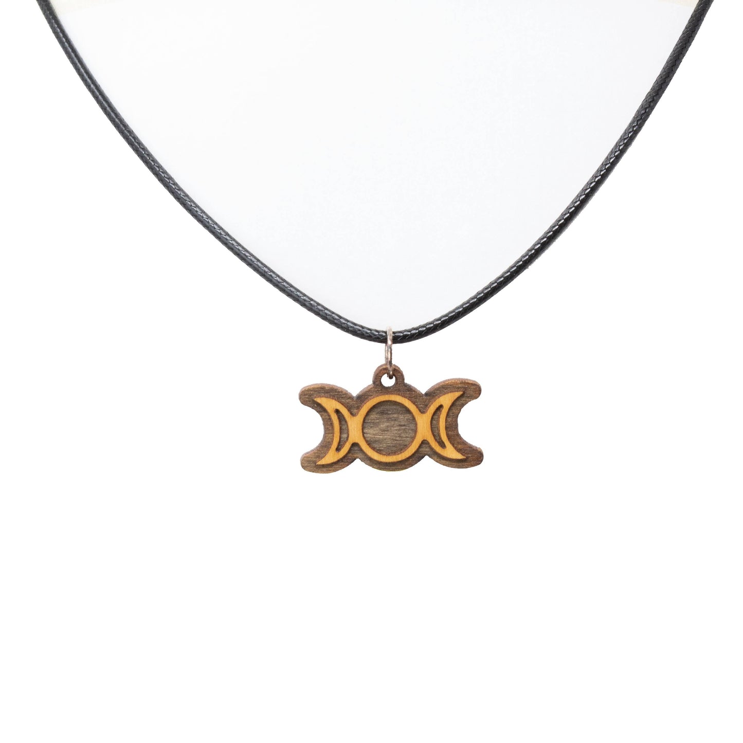 Triple Moon Necklace Pendant With 18" Black Cord
