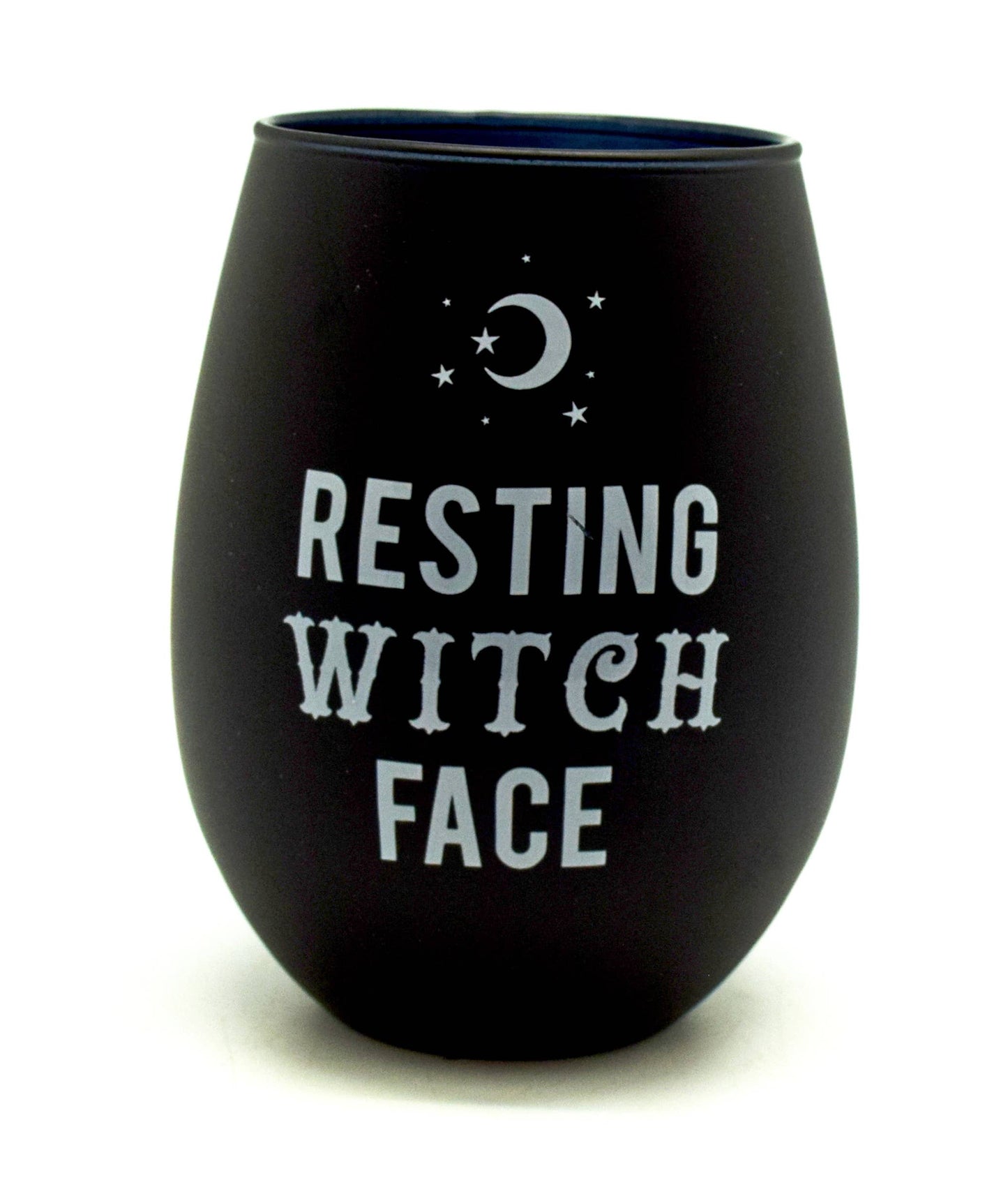 Resting Witch Face Stemless Wine Glass