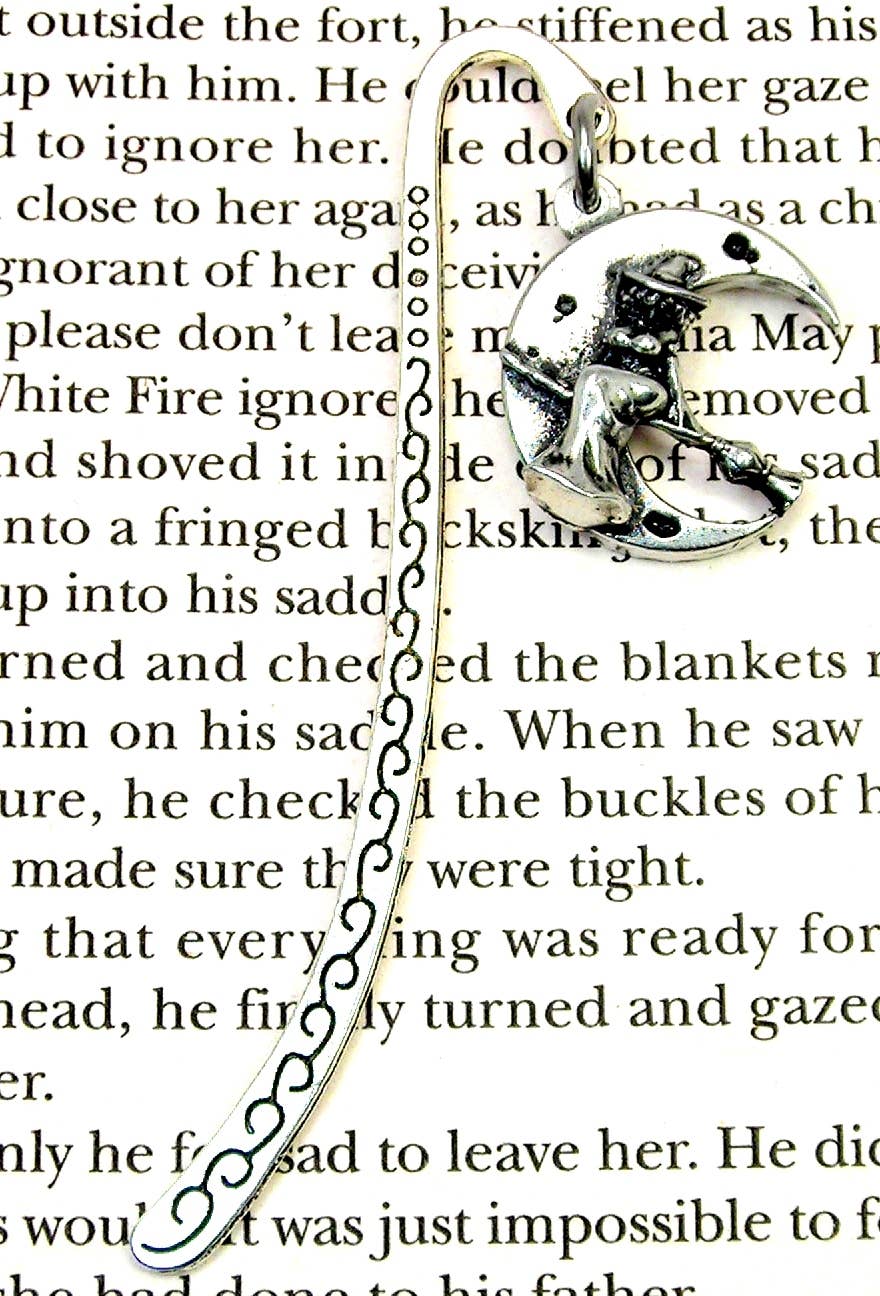 Voluptuous witch on moon 3 D Bookmark magic wiccan pagan