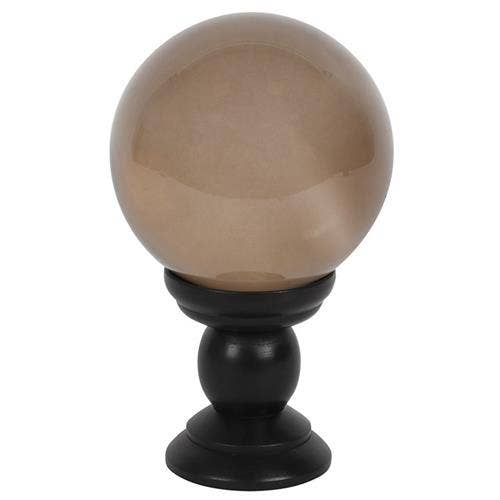 Large smoke grey crystal ball on stand