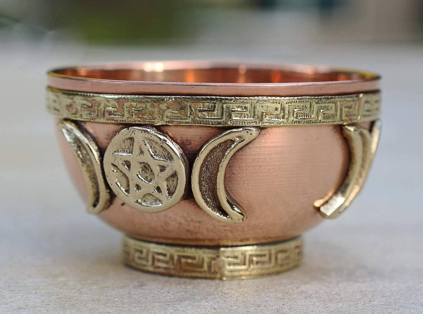 Copper Offering Bowl Incense Burner Holder (Triple Moon)
