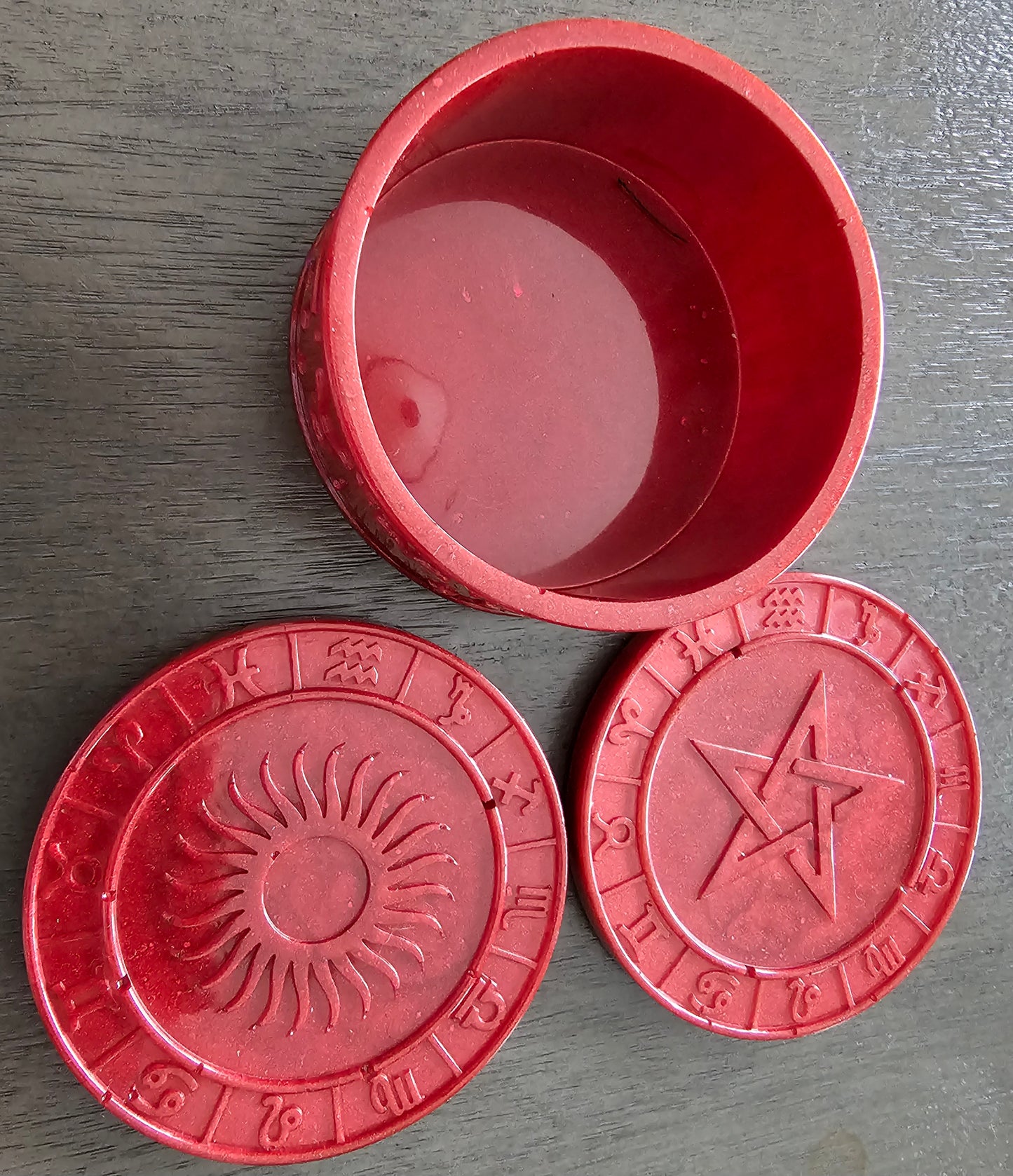 Red Trinket Box with Zodiac Symbols