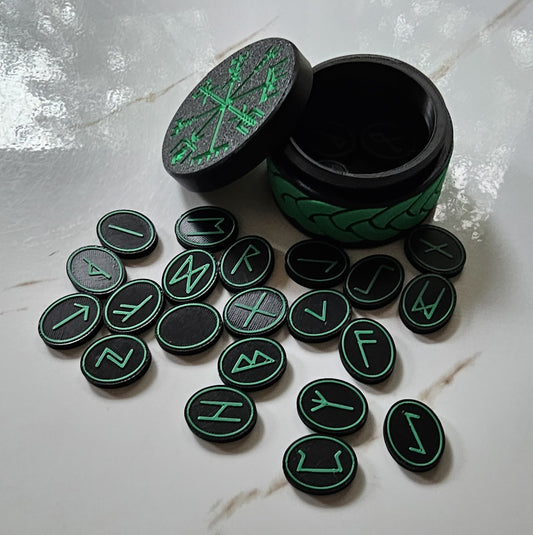 3D Printed Elder Futhark Rune Set with Case