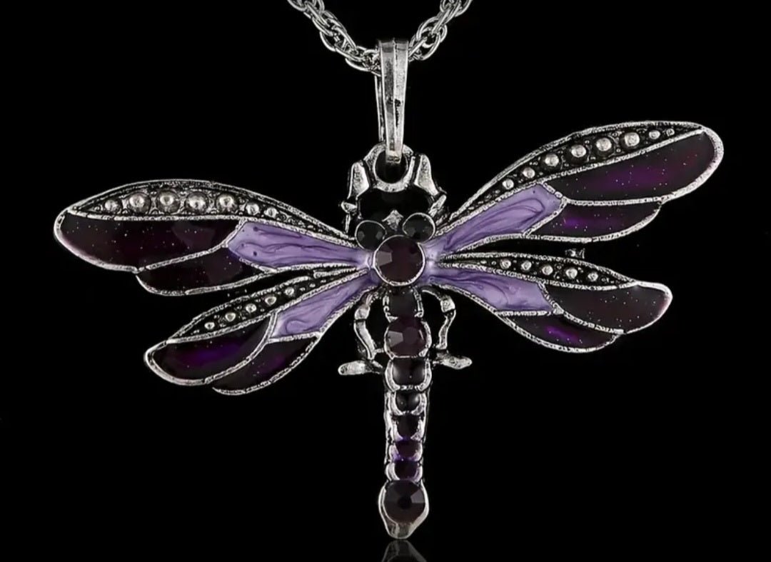 Purple Dragonfly Necklace