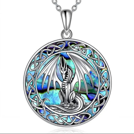 Silver Pattern Dragon Necklace