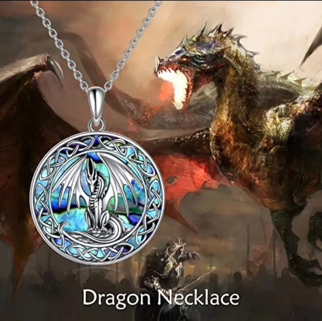 Silver Pattern Dragon Necklace