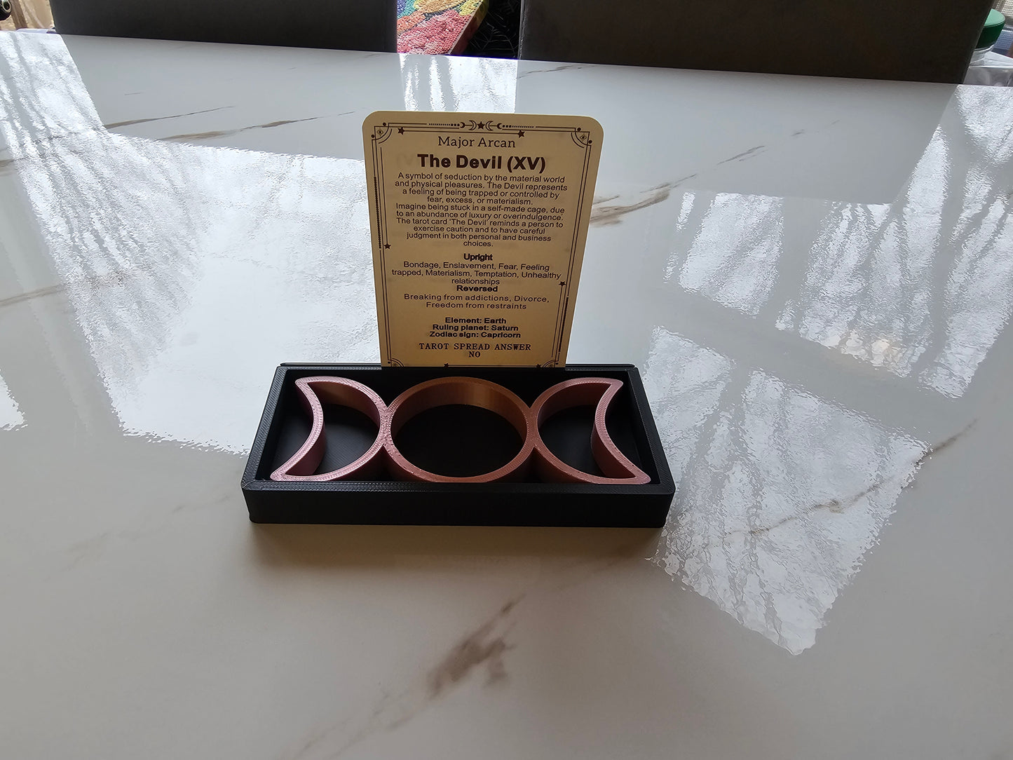 3D Printed Triple Moon Tarot Card Holder and Tray
