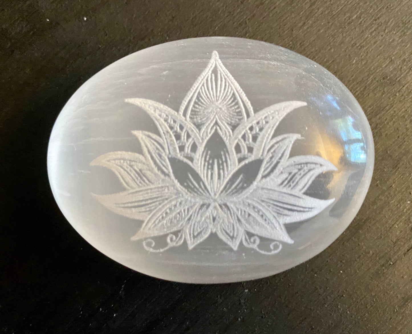 Engraved Selenite Lotus Flower