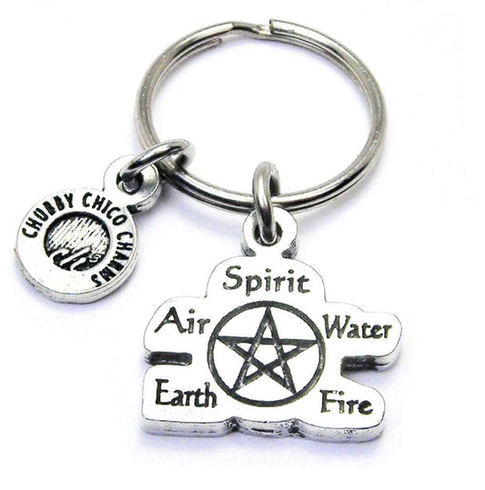 Nature's Elements Pentacle Key Chain Wiccan Pagan Witch