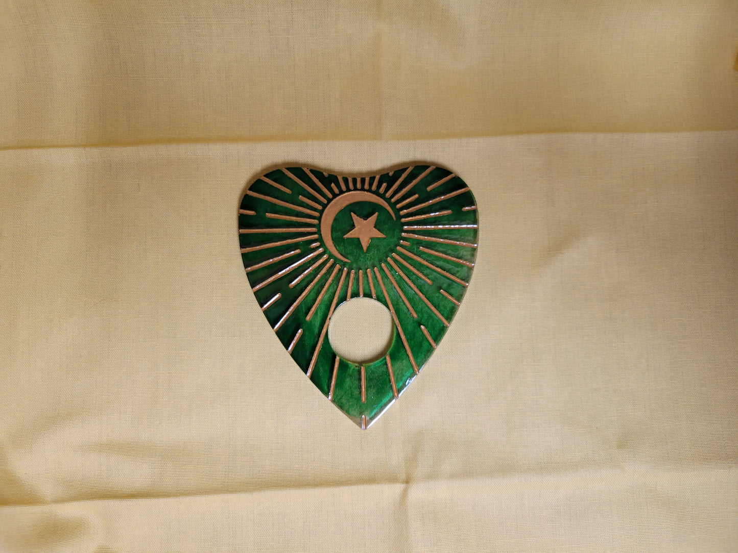 Green and Gold Moon and Star Planchette