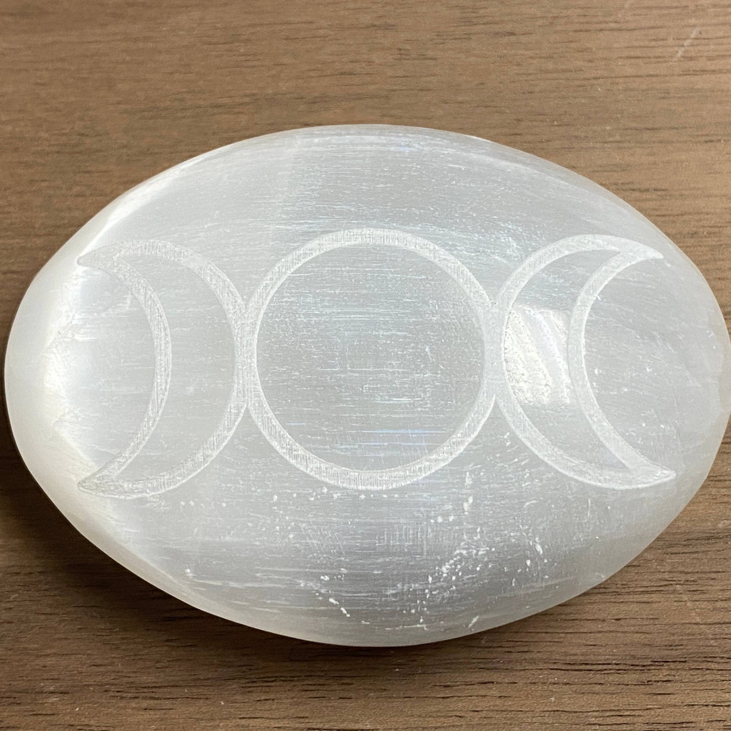 Engraved Selenite Triple Moon