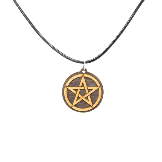 Pentagram Necklace Pendant With 18" Black Cord