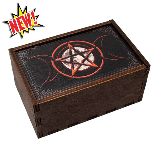 Pentagram Moon Full Color Tarot Card/Stash Box 4"x6"