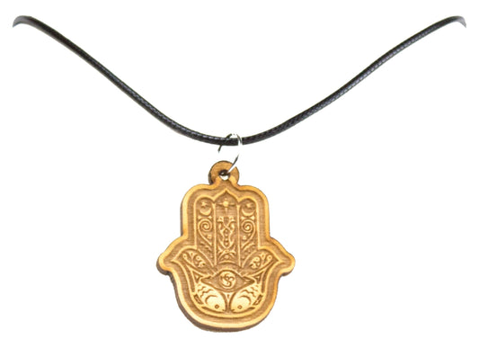 Hamsa Necklace Pendant With 18" Black Cord